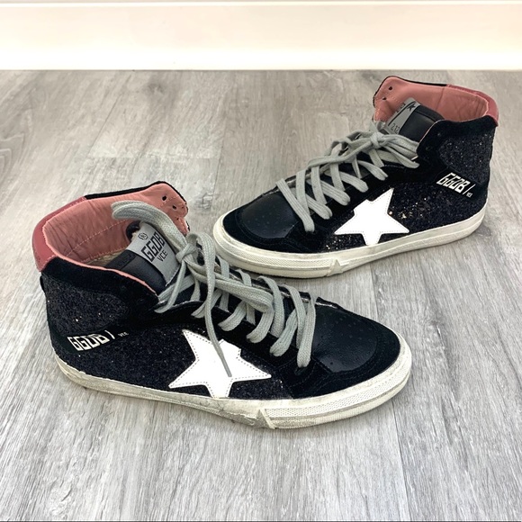 golden goose 2.12 black glitter